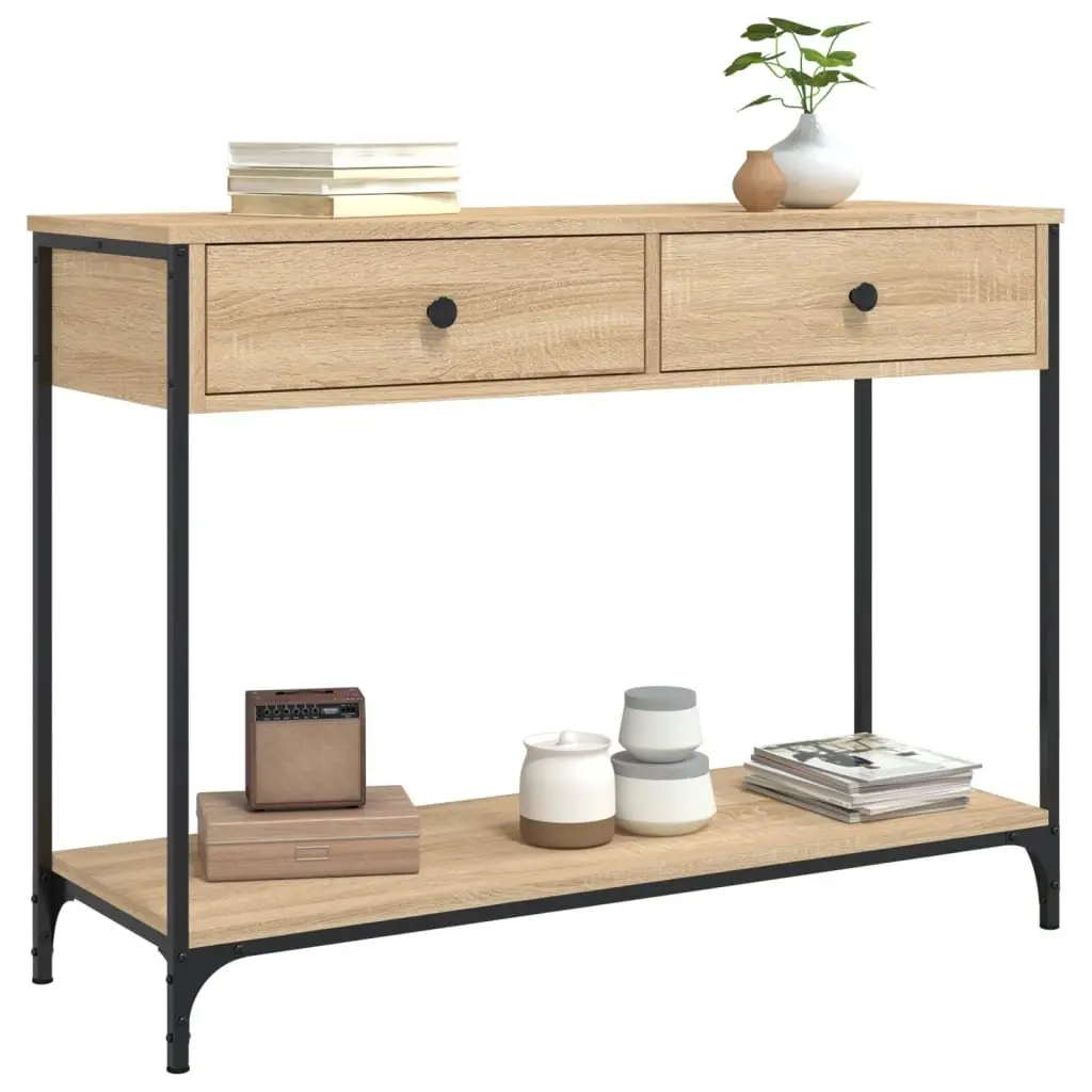 Console Table Sonoma Oak Brown Hallway Entryway Accent End Table Storage