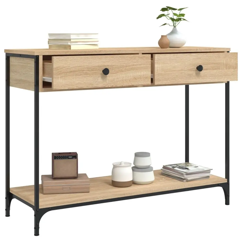 Console Table Sonoma Oak Brown Hallway Entryway Accent End Table Storage