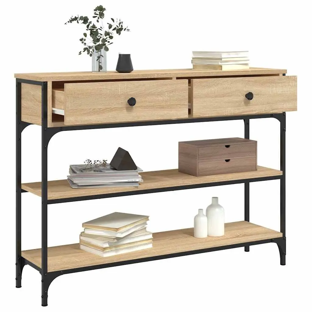 Console Table Sonoma Oak Engineered Wood Hallway Entryway Accent Table Brown