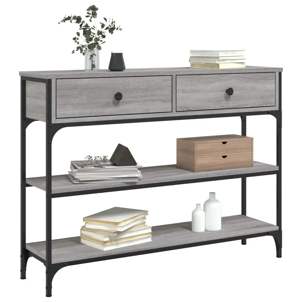 Grey Console Table with Storage Options