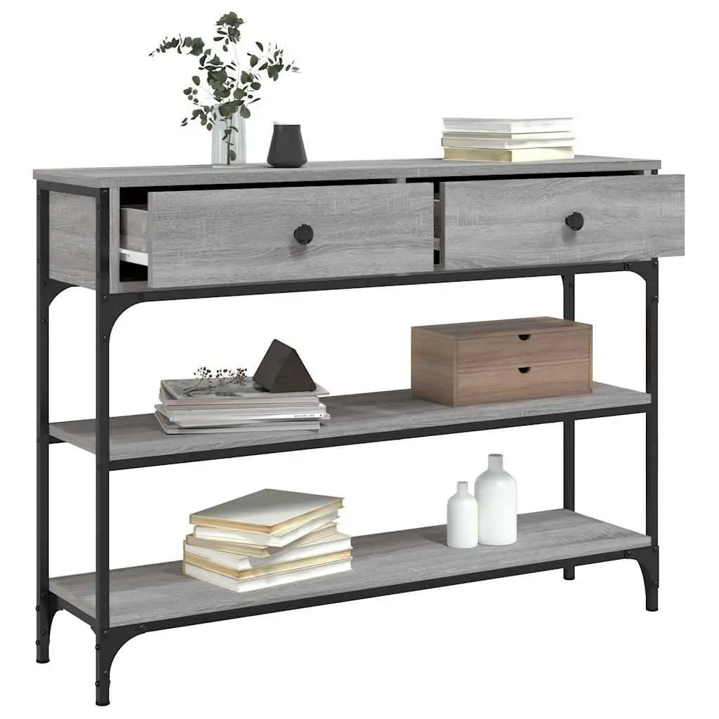 Grey Console Table with Storage Options