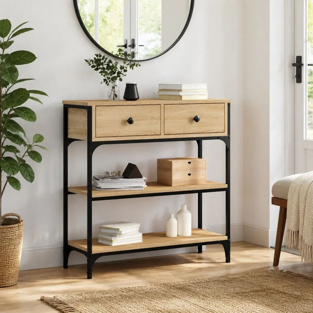 Console Table Entryway Living Room Hallway 72.5cm W x 25cm D x 75cm H Sonoma Oak Engineered Wood