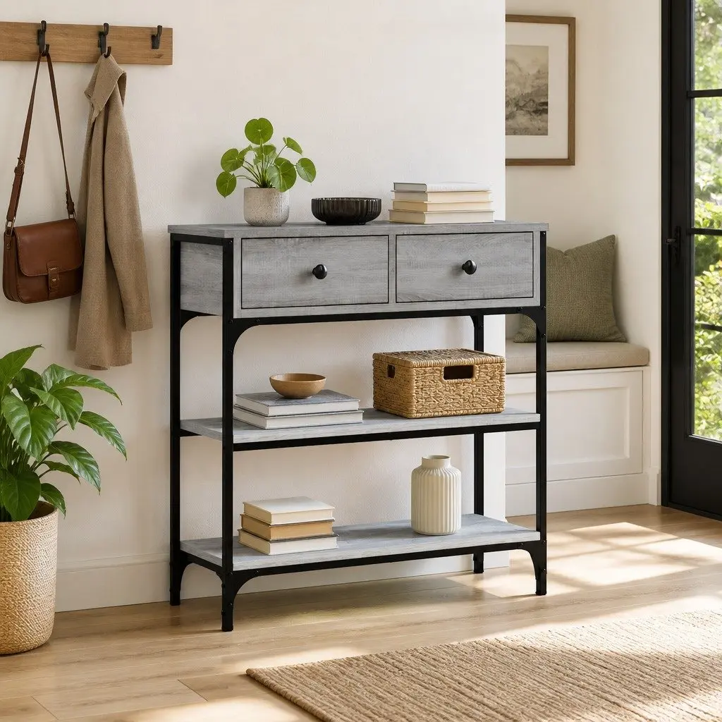 Console Table Entryway Living Room Grey Sonoma 72.5x25x75 cm