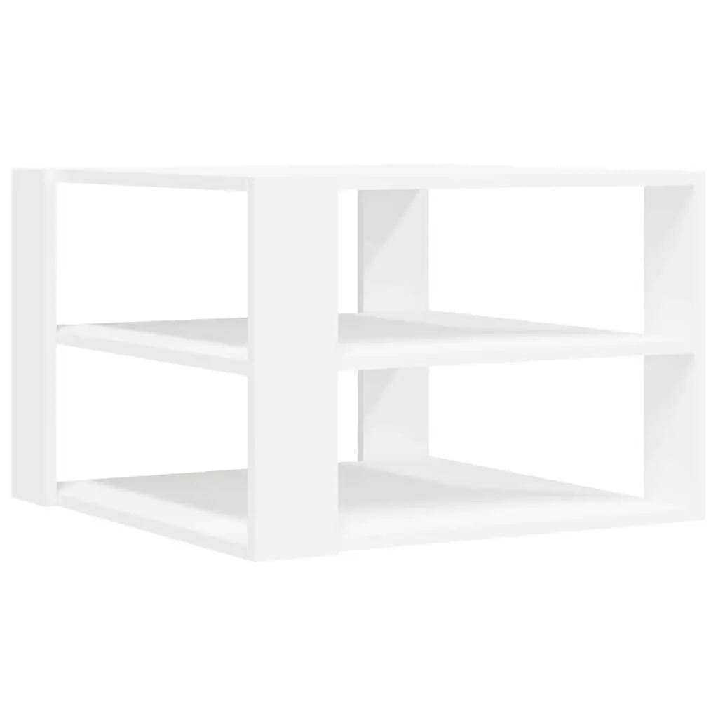 White Coffee Table 58x58x40 cm 3-Tier Open Shelf Storage Accent Table Living