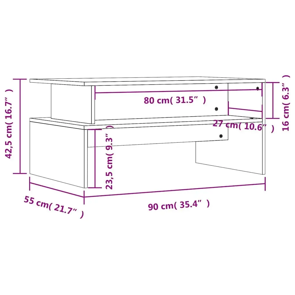 Coffee Table Black Storage Side Table Living Room Furniture Accent Desk