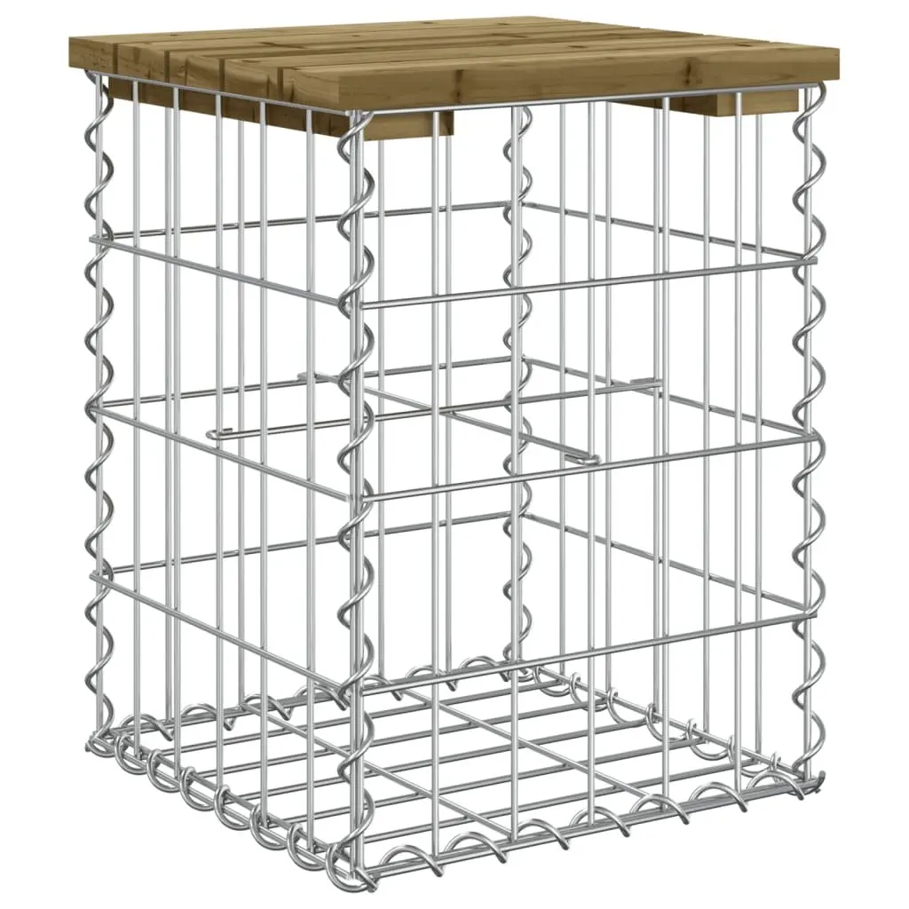 Garden Bench Gabion Design Outdoor Seating Brown Impregnated Pinewood 33x31x42cm