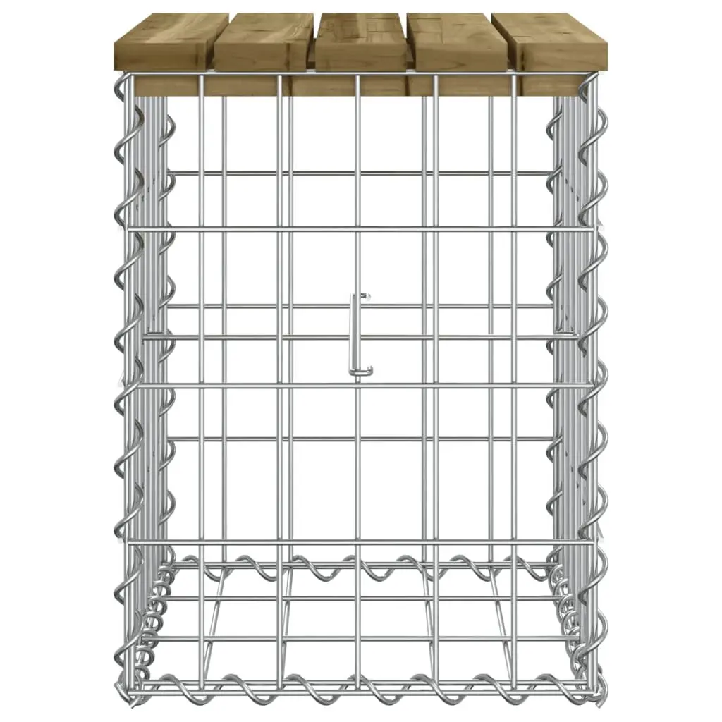 Garden Bench Gabion Design Outdoor Seating Brown Impregnated Pinewood 33x31x42cm