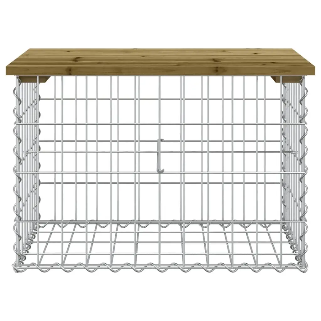 Garden Bench Outdoor Seating Gabion Design Impregnated Pinewood Brown 63x44x42cm