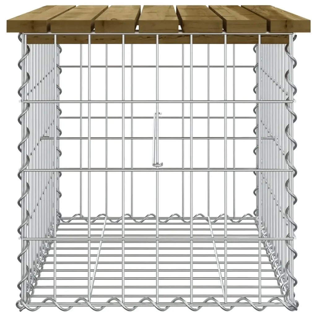 Garden Bench Outdoor Seating Gabion Design Impregnated Pinewood Brown 63x44x42cm