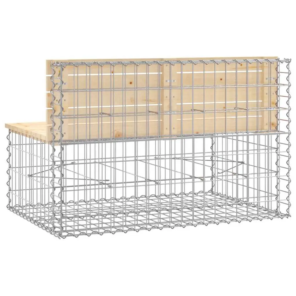 Garden Bench Outdoor Seating Gabion Design Pinewood Brown Patio Furniture