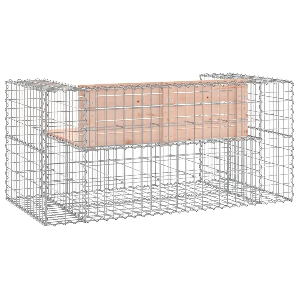 Garden Bench Gabion Design Solid Wood Outdoor Seating 143x71x65.5cm