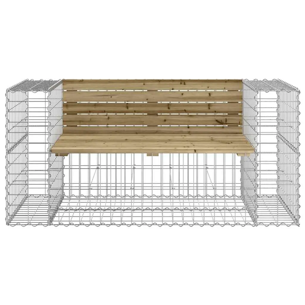 Garden Bench Outdoor Seating Gabion Design Brown Impregnated Wood Pine 143x71x65