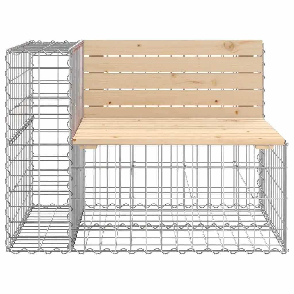 Garden Bench Gabion Design Outdoor Seating Solid Pinewood Natural Brown