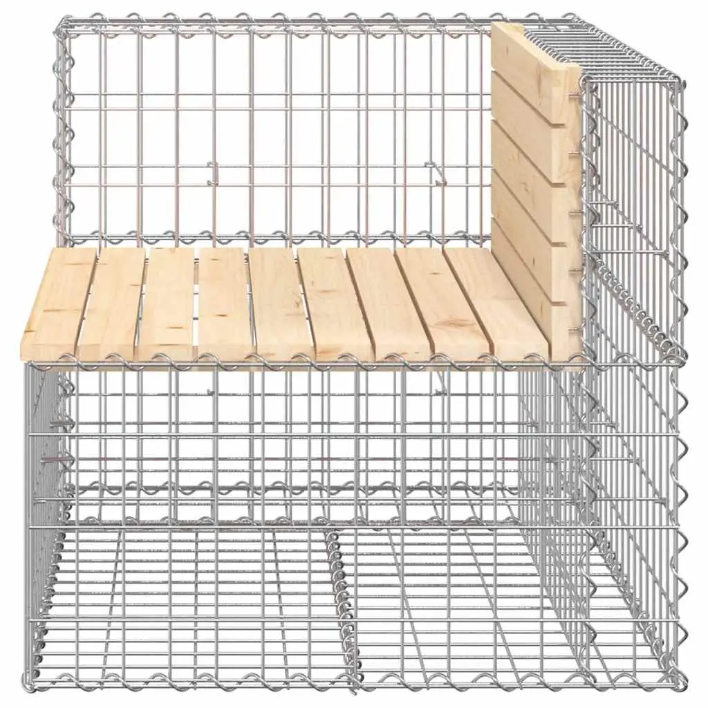 Garden Bench Gabion Design Outdoor Seating Solid Pinewood Natural Brown