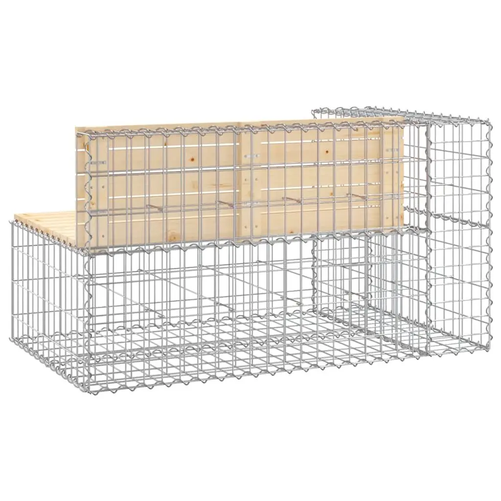 Garden Bench Gabion Design Outdoor Seating Solid Wood Pine Backyard Patio