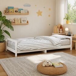 White Kids Bed Frame Specifications - 90x190 cm Solid Pine