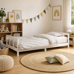 Kids Bed Frame White 90x190cm Single Toddler Wooden Slat Base Children's Bedroom