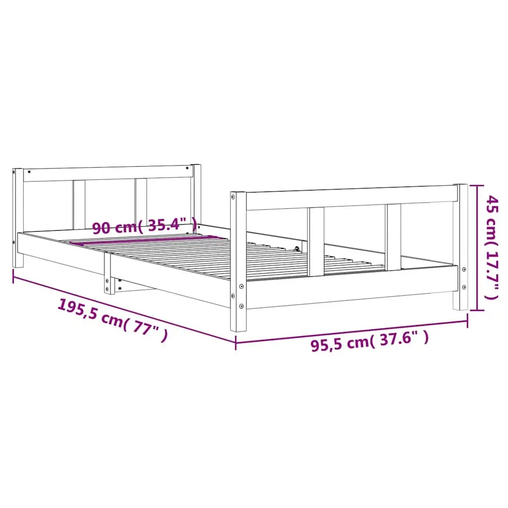 Kids Bed Frame White 90x190cm Single Toddler Wooden Slat Base Children's Bedroom