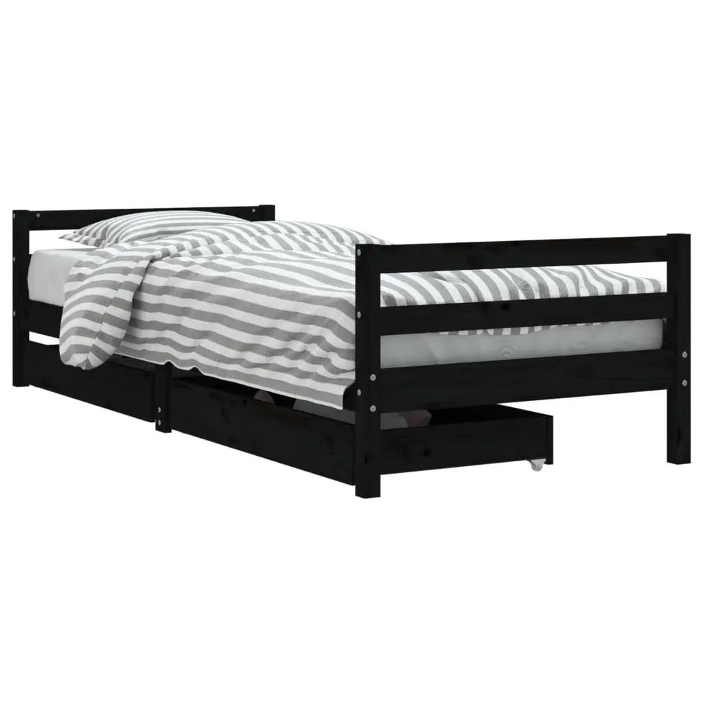 Kids Bed Frame with Storage Drawers 90x190 cm Solid Pine Wood Single Bed