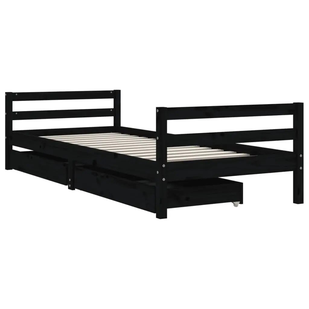 Kids Bed Frame with Storage Drawers 90x190 cm Solid Pine Wood Single Bed