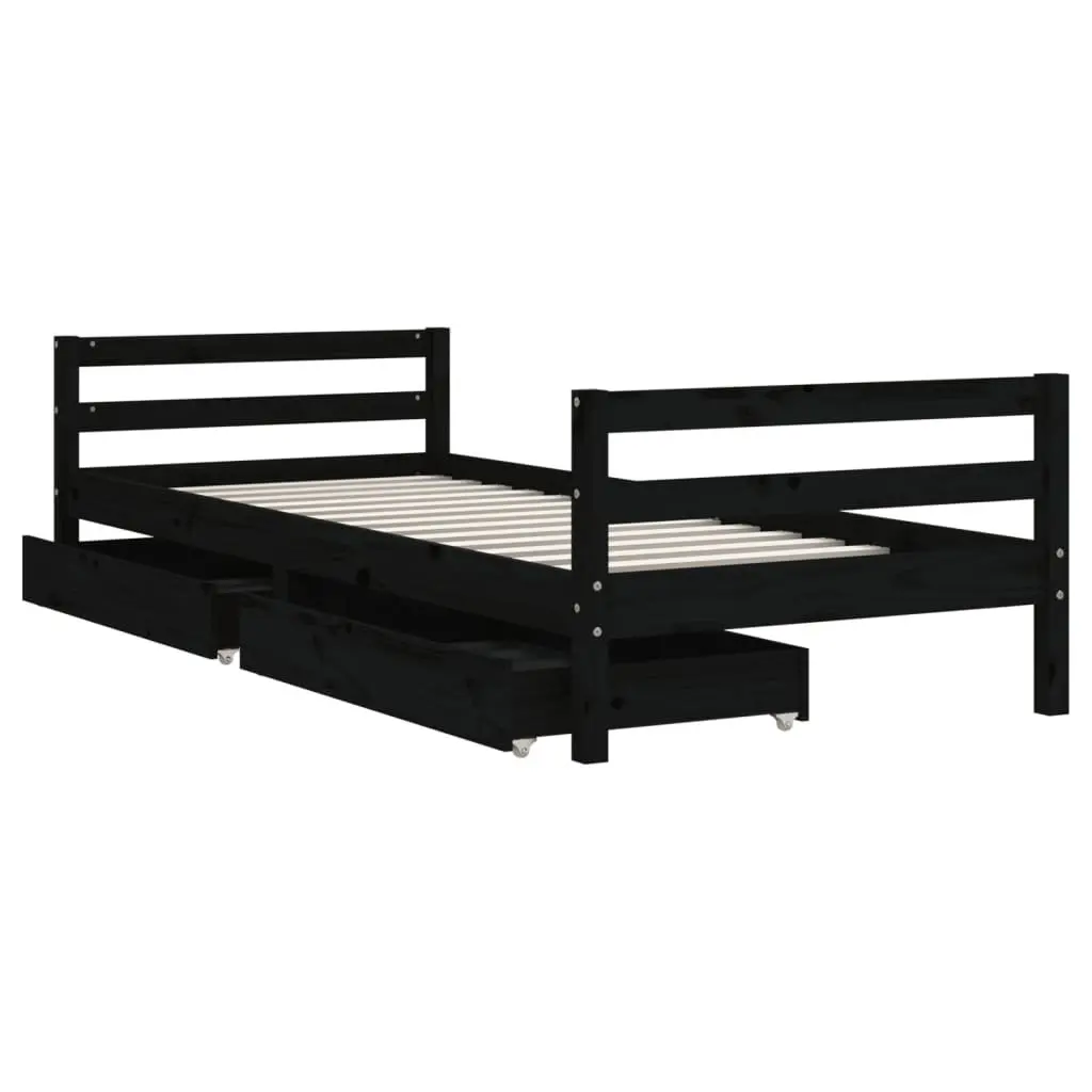 Kids Bed Frame with Storage Drawers 90x190 cm Solid Pine Wood Single Bed