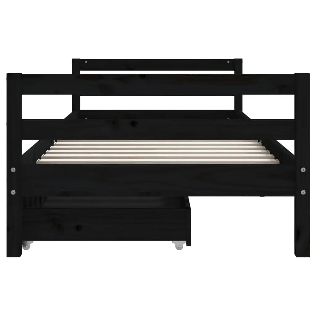 Kids Bed Frame with Storage Drawers 90x190 cm Solid Pine Wood Single Bed