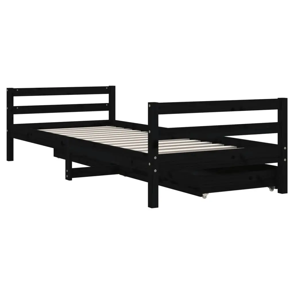 Kids Bed Frame with Storage Drawers 90x190 cm Solid Pine Wood Single Bed