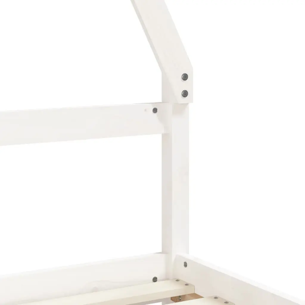 Kids Bed Frame with Storage Drawers House Design White Solid Wood Single Bed