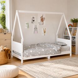 Kids Bed Frame 90x190 cm - Solid Pine Wood White