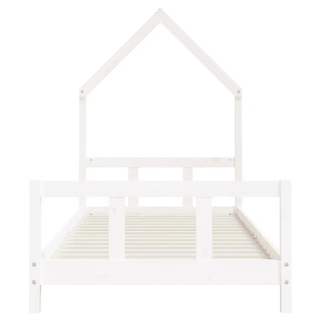 Kids Bed Frame House Bed White 92x187cm Single Solid Pine Wood Toddler Bedroom