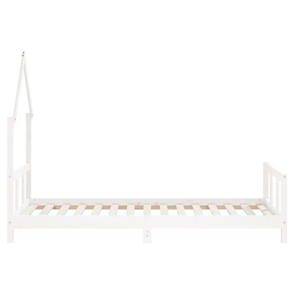 Kids Bed Frame House Bed White 92x187cm Single Solid Pine Wood Toddler Bedroom