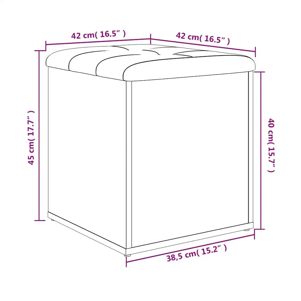 42x42x45 cm White Storage Bench with Cushion