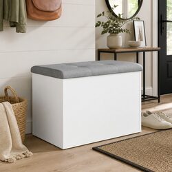 Detailed Specifications: White Storage Bench with Cushion Seat