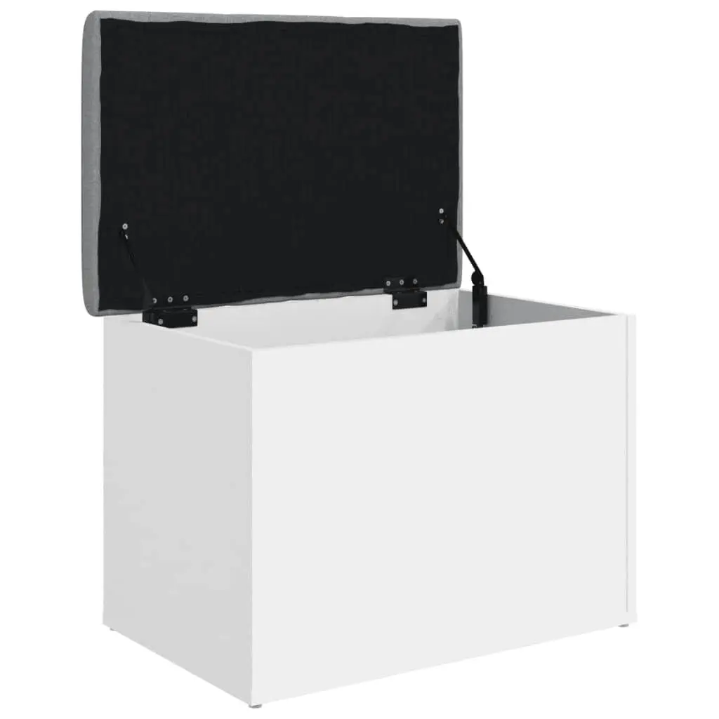 Storage Bench White Hallway Entryway Seating with Padded Cushion Lid