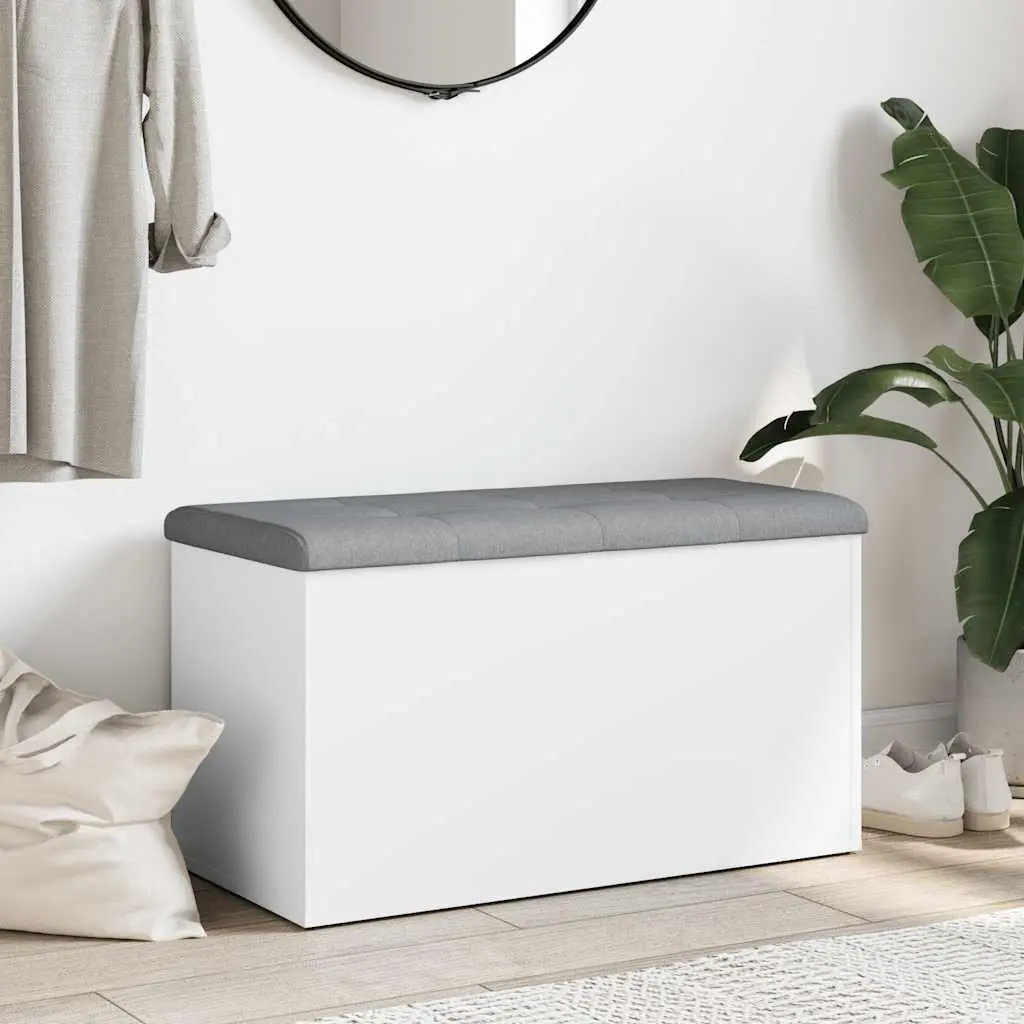 Storage Bench White Hallway Entryway 82x42x45 cm Padded Seat Hinged Lid
