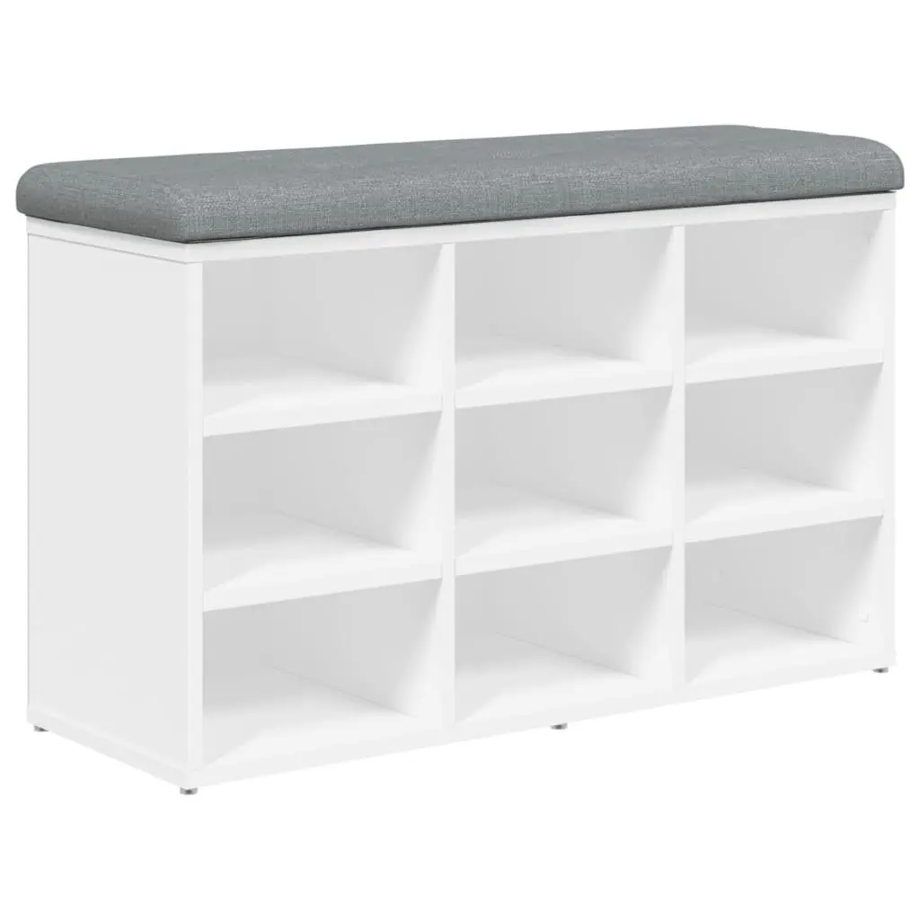 Shoe Bench Storage Seating White Hallway Entryway Furniture Padded Cushion