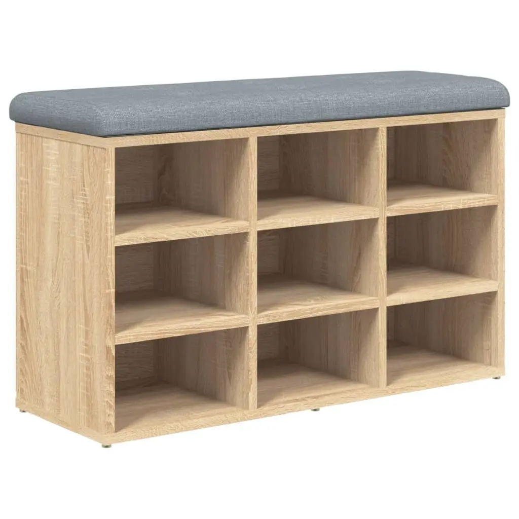 Shoe Bench Storage Entryway Hallway Padded Seat Engineered Wood Brown 82x32x50cm