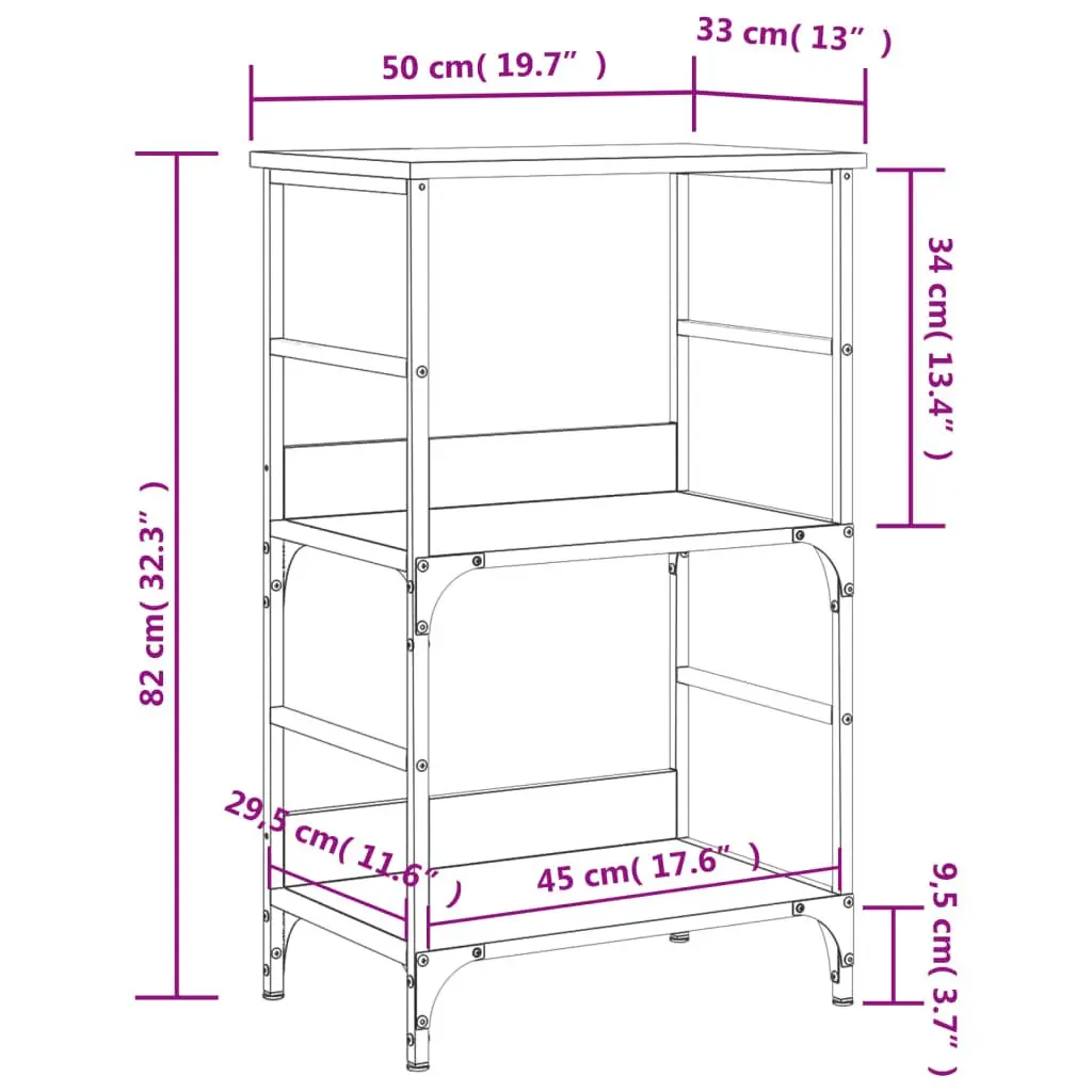 Bookshelf Storage Shelf Home Office 50x33x82cm Sonoma Oak