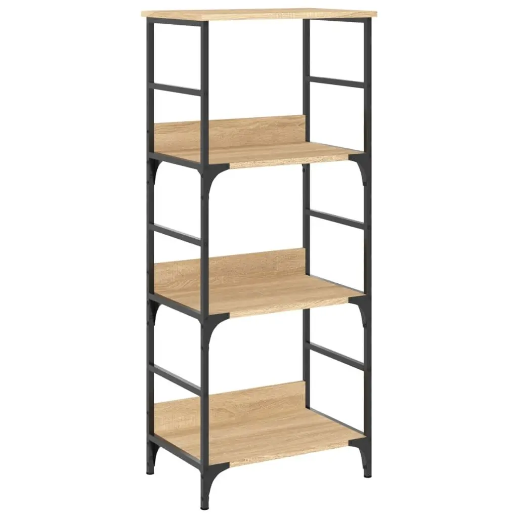 Bookshelf for Living Room or Office Sonoma Oak 50x33x117.5cm Engineered Wood 3-Tier Storage Shelf