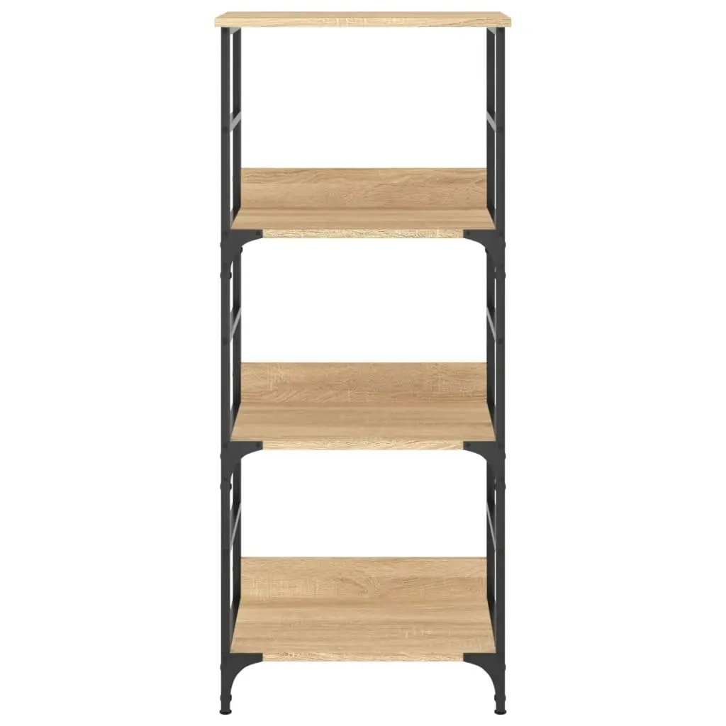 Bookshelf for Living Room or Office Sonoma Oak 50x33x117.5cm Engineered Wood 3-Tier Storage Shelf
