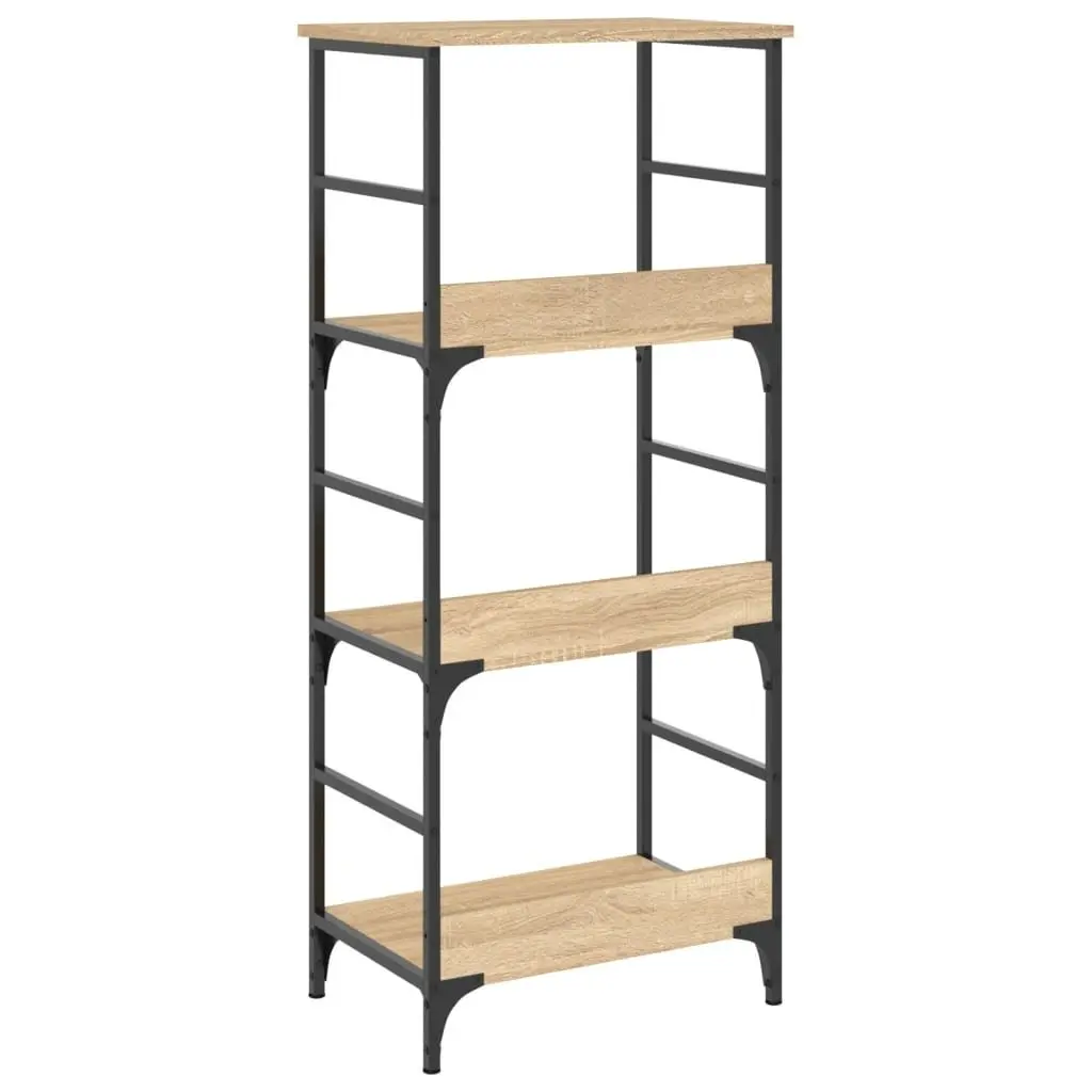 Bookshelf for Living Room or Office Sonoma Oak 50x33x117.5cm Engineered Wood 3-Tier Storage Shelf