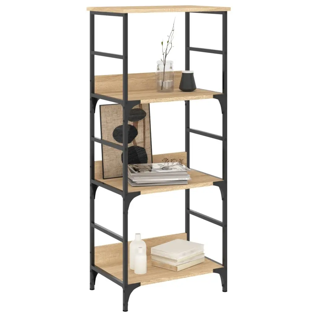 Bookshelf for Living Room or Office Sonoma Oak 50x33x117.5cm Engineered Wood 3-Tier Storage Shelf