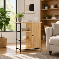 Brown Engineered Wood Sideboard: 70W x 30D x 80H cm