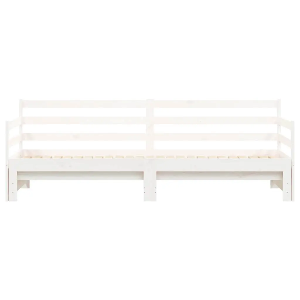 White Solid Wood Daybed with Trundle Guest Bed Frame Sofa 90x190 cm Storage