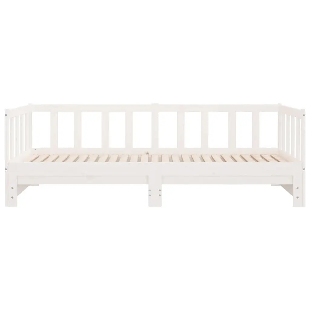 Day Bed with Trundle for Bedroom or Living Room Solid Wood Slatted Base White 90x190 cm