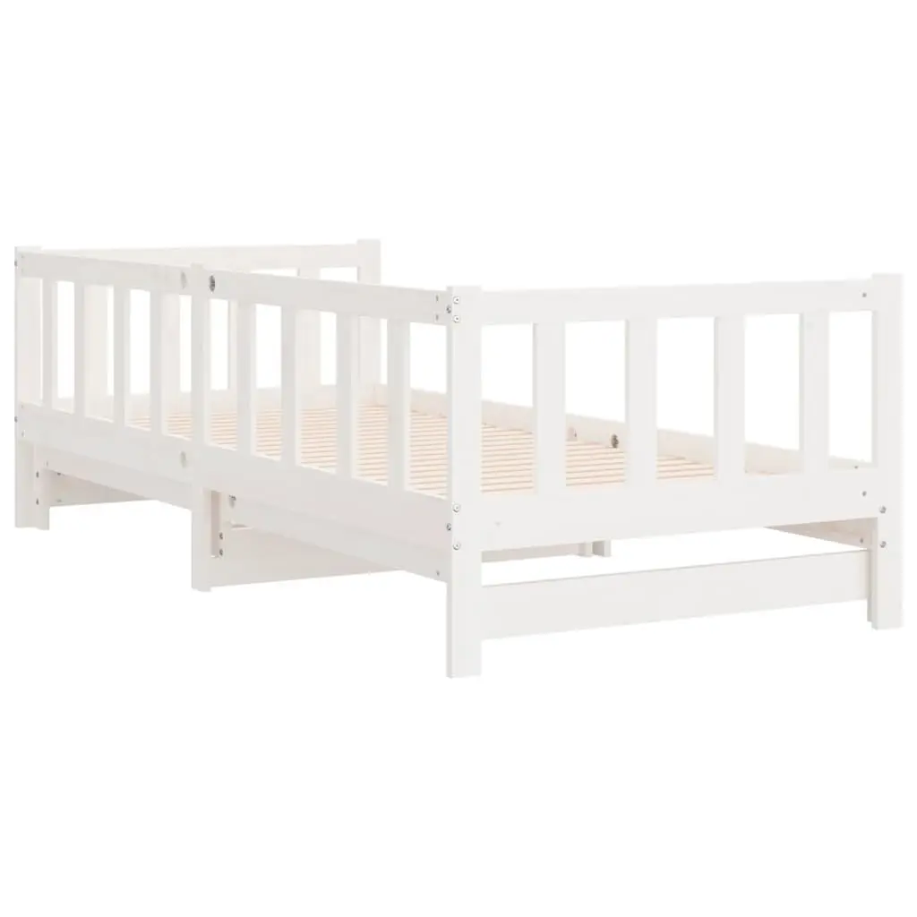 Day Bed with Trundle for Bedroom or Living Room Solid Wood Slatted Base White 90x190 cm