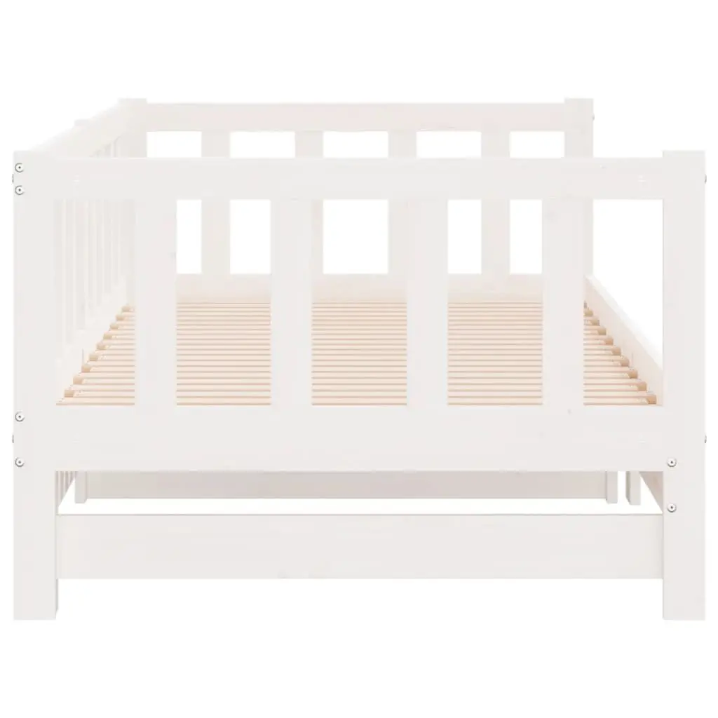 Day Bed with Trundle for Bedroom or Living Room Solid Wood Slatted Base White 90x190 cm
