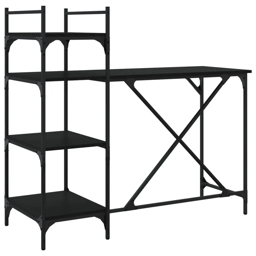 Computer Desk with Shelves Black Office Workstation Storage Organiser