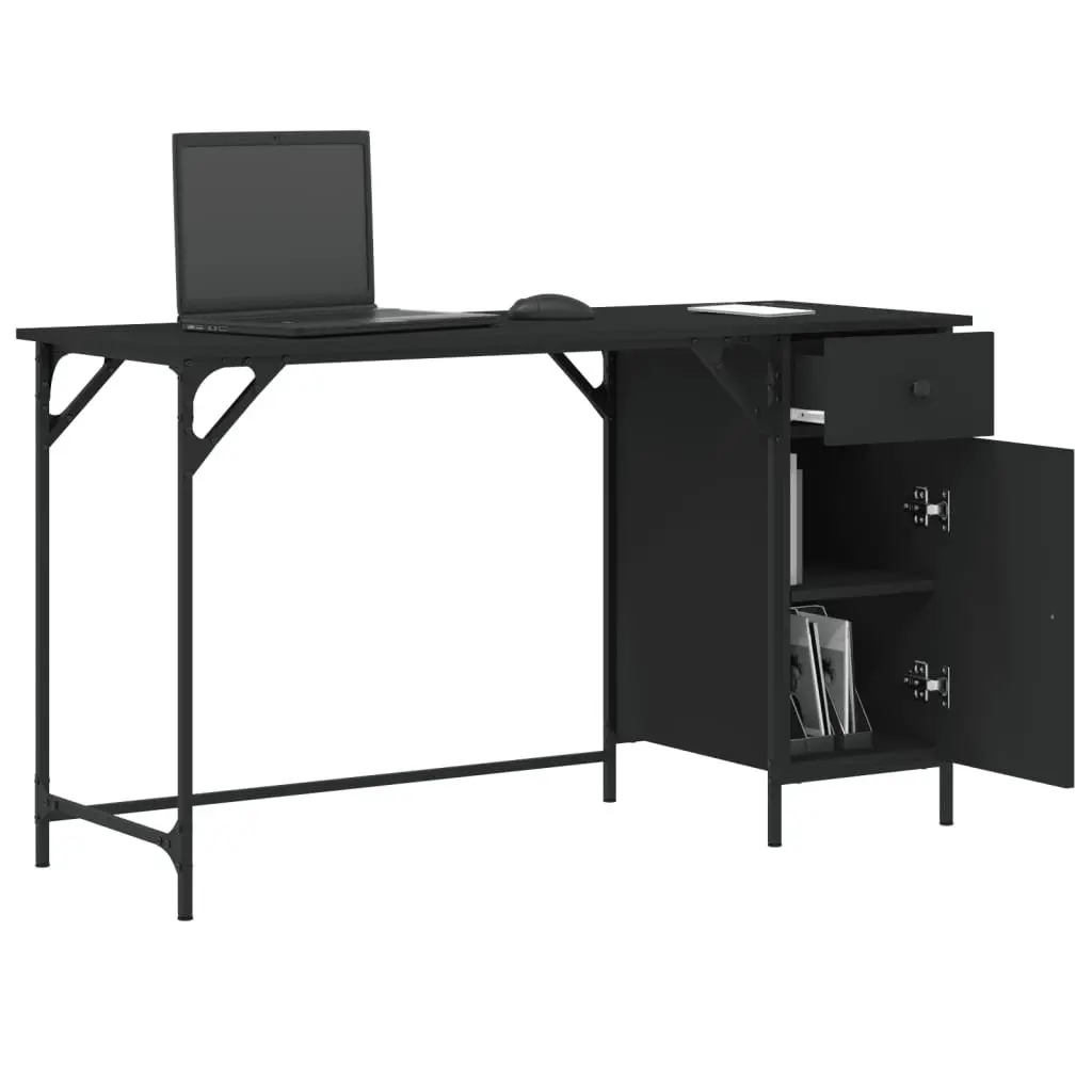Computer Desk Black Home Office Workspace 131x48x75 cm