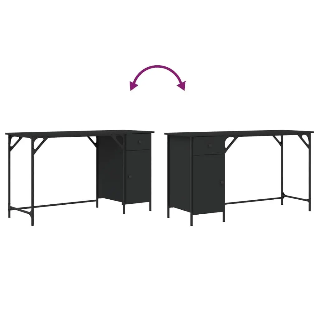 Computer Desk Black Home Office Workspace 131x48x75 cm